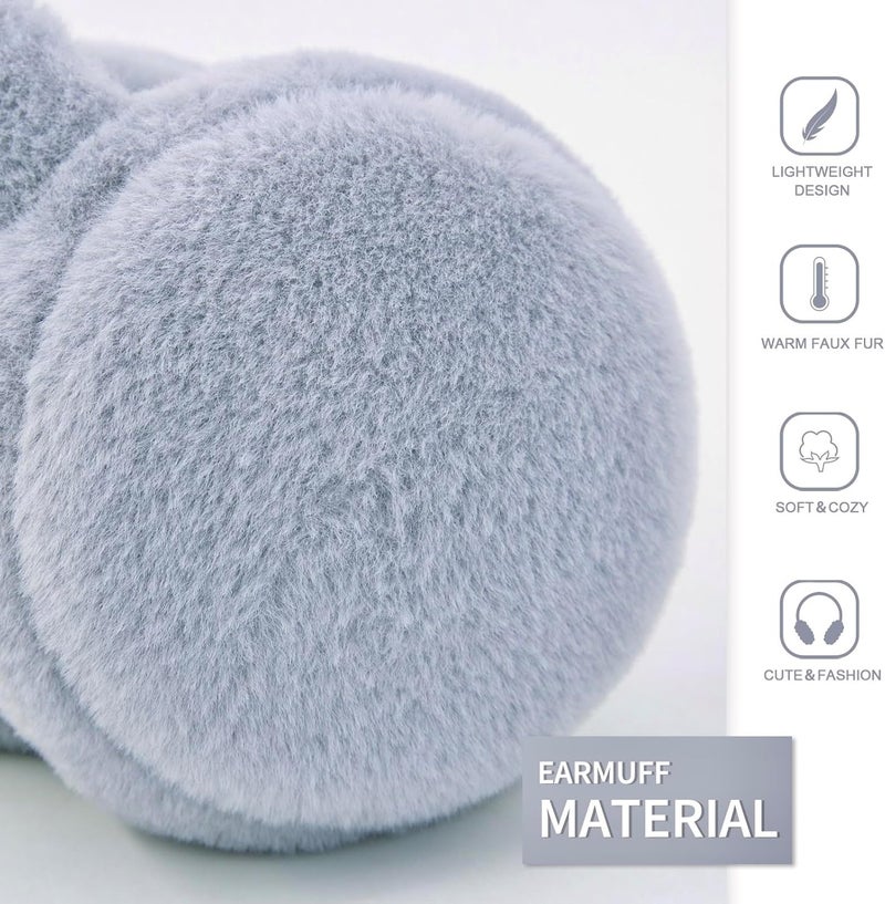 YATANAM Women Ear Muffs Winter Girls White Earmuffs Fuzzy Kids Black Ear Muff Cute Fluffy Ear Warmers Foldable Ear Covers Boy - Image 3